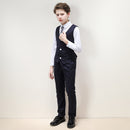 Costume 3 pièces bleu marine à rayures et à double boutonnage pour garçon