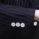 Costume 3 pièces bleu marine à rayures et à double boutonnage pour garçon