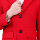 Costume 3 pièces rouge élégant à revers crantés pour garçon