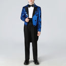 Robe smoking 2 pièces bleu marine à paillettes pour garçon