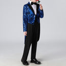 Robe smoking 2 pièces bleu marine à paillettes pour garçon