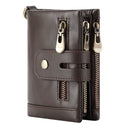 Genuine Leather RFID Zipper Coffee Wallet for Men