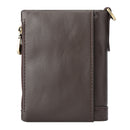 Genuine Leather RFID Zipper Coffee Wallet for Men