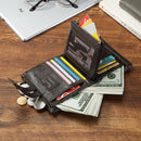 Genuine Leather RFID Zipper  Black Wallet for Men