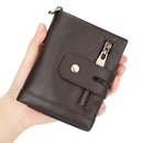 Genuine Leather RFID Zipper Coffee Wallet for Men