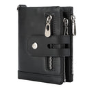 Genuine Leather RFID Zipper  Black Wallet for Men