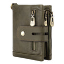 Genuine Leather RFID Zipper Green Wallet for Men