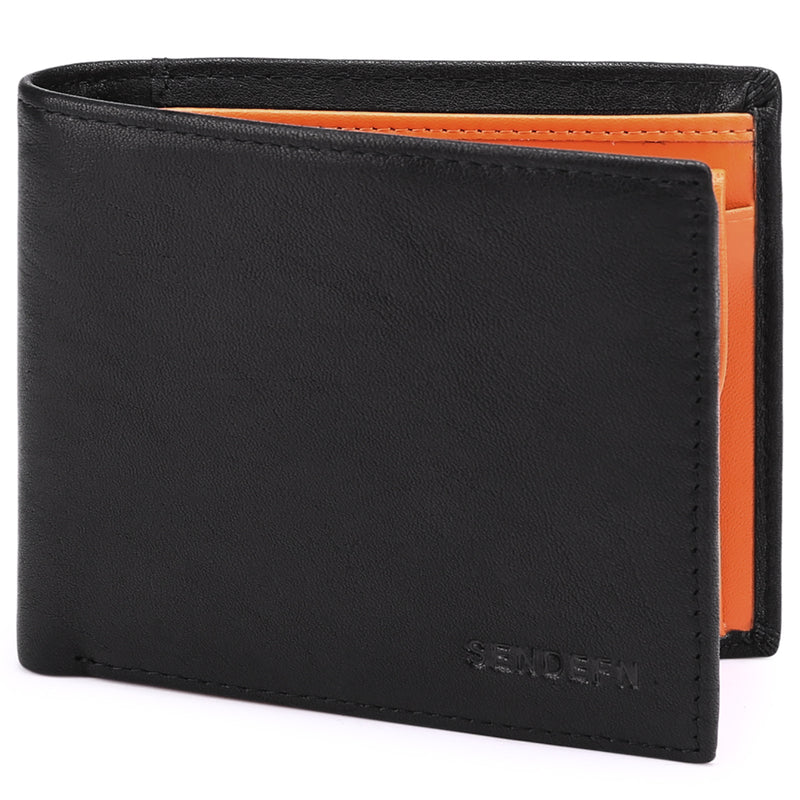 Men’s Genuine Leather Trifold Wallet with RFID Blocking & Coin Pocket