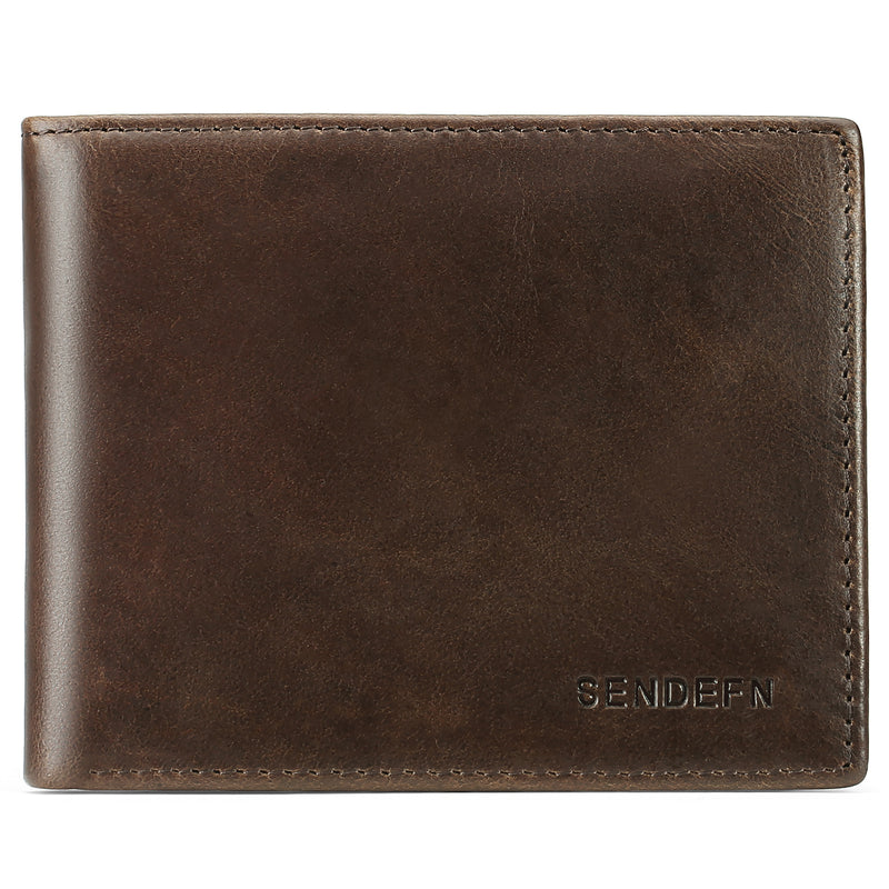 Men’s Genuine Leather Trifold Wallet with RFID Blocking & Coin Pocket