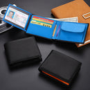 Men’s Black & Navy Leather Trifold Wallet – RFID Blocking & Coin Pocket