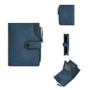 GOUNNU Men’s Leather Tri-Fold RFID Navy Wallet
