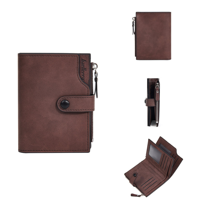 GOUNNU Men’s Leather Tri-Fold RFID Brown Wallet