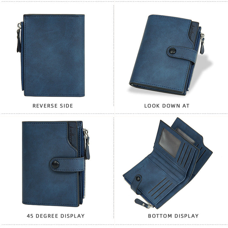 GOUNNU Men’s Leather Tri-Fold RFID Navy Wallet