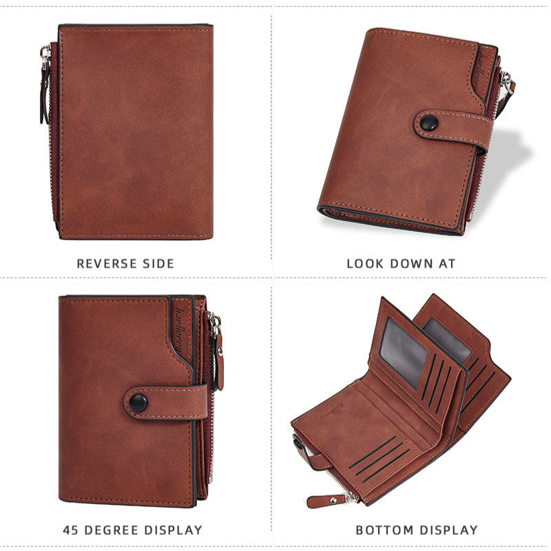 GOUNNU Men’s Leather Tri-Fold RFID Coffee Wallet