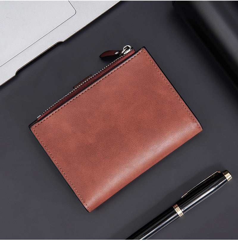 GOUNNU Men’s Leather Tri-Fold RFID Coffee Wallet