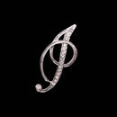 26 Letter Rhinestone Initial Brooch Pin Silver