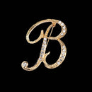 26 Letter Rhinestone Initial Brooch Pin Gold