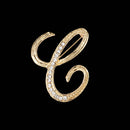 26 Letter Rhinestone Initial Brooch Pin Gold
