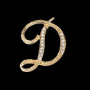 26 Letter Rhinestone Initial Brooch Pin Gold