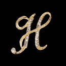 26 Letter Rhinestone Initial Brooch Pin Gold