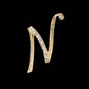 26 Letter Rhinestone Initial Brooch Pin Gold
