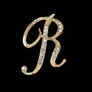 26 Letter Rhinestone Initial Brooch Pin Gold