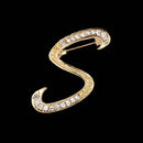 26 Letter Rhinestone Initial Brooch Pin Gold