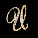 26 Letter Rhinestone Initial Brooch Pin Gold