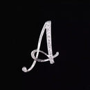 26 Letter Rhinestone Initial Brooch Pin Silver