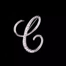 26 Letter Rhinestone Initial Brooch Pin Silver