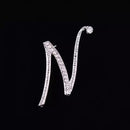26 Letter Rhinestone Initial Brooch Pin Silver