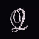 26 Letter Rhinestone Initial Brooch Pin Silver