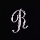 26 Letter Rhinestone Initial Brooch Pin Silver
