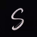 26 Letter Rhinestone Initial Brooch Pin Silver