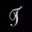 26 Letter Rhinestone Initial Brooch Pin Silver