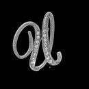 26 Letter Rhinestone Initial Brooch Pin Silver
