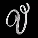 26 Letter Rhinestone Initial Brooch Pin Silver