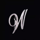 26 Letter Rhinestone Initial Brooch Pin Silver