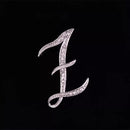 26 Letter Rhinestone Initial Brooch Pin Silver