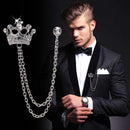 Crown Chain Brooch for Men – Stylish Lapel Pin with 20 Color Options
