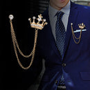 Crown Chain Brooch for Men – Stylish Lapel Pin with 20 Color Options