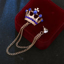 Crown Chain Brooch for Men – Stylish Lapel Pin with 20 Color Options