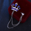 Crown Chain Brooch for Men – Stylish Lapel Pin with 20 Color Options