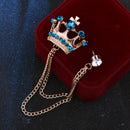 Crown Chain Brooch for Men – Stylish Lapel Pin with 20 Color Options
