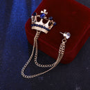 Crown Chain Brooch for Men – Stylish Lapel Pin with 20 Color Options