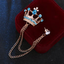 Crown Chain Brooch for Men – Stylish Lapel Pin with 20 Color Options
