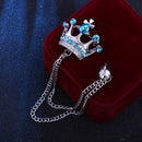 Crown Chain Brooch for Men – Stylish Lapel Pin with 20 Color Options