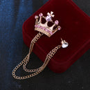 Crown Chain Brooch for Men – Stylish Lapel Pin with 20 Color Options