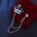Crown Chain Brooch for Men – Stylish Lapel Pin with 20 Color Options