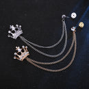 Crown Chain Brooch for Men – Stylish Lapel Pin with 20 Color Options